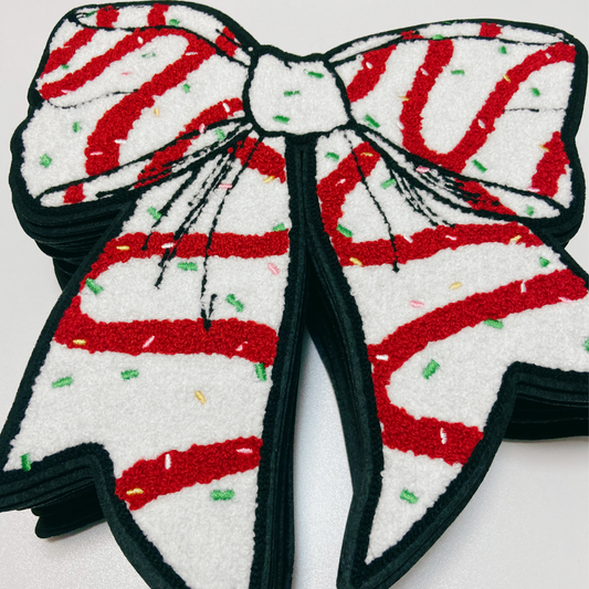 10.5" Christmas Bow - Chenille Patch