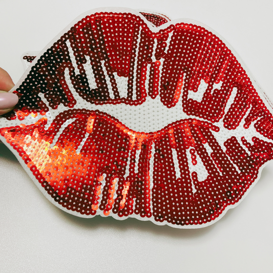 10" inch Kiss Kiss Red Lips -  SEQUIN Patch