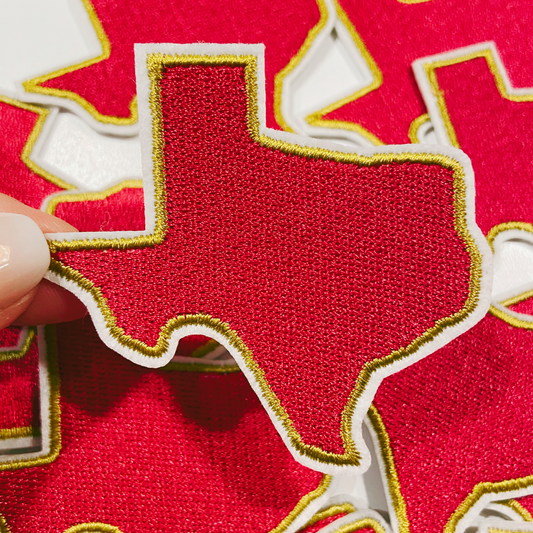 2.5" Texas in Pink and Gold - Embroidered Hat Patch