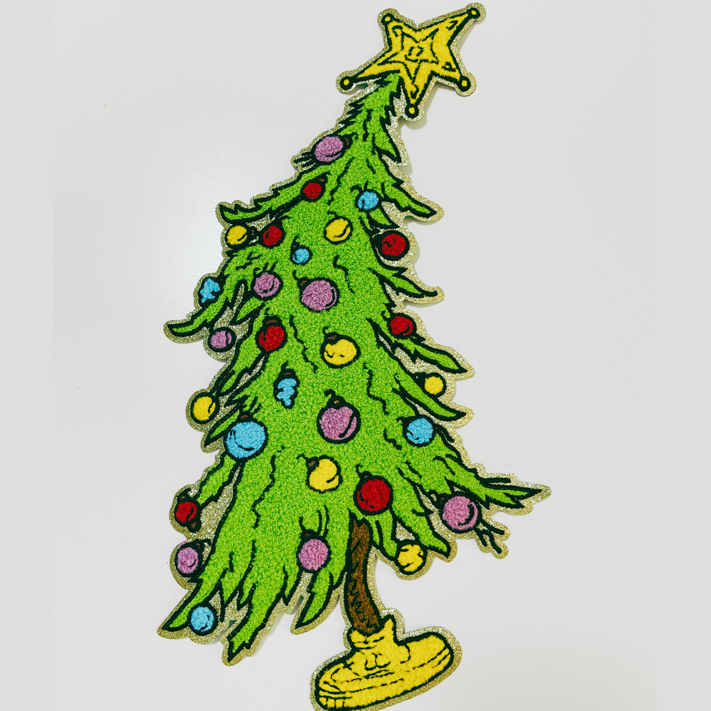 9" x 13" Green Christmas Tree  - Chenille patch