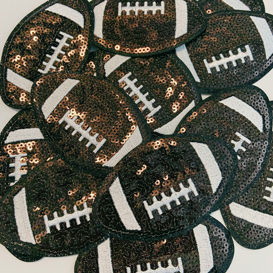 3.5" sequin FOOTBALL  -  Embroidered Hat Patch