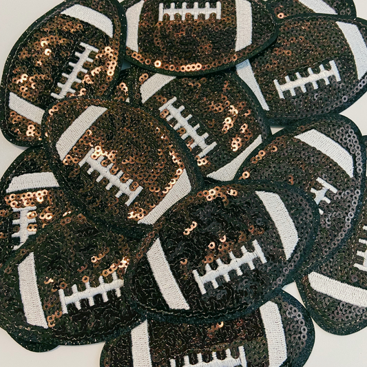 3.5" sequin FOOTBALL - Embroidered Hat Patch