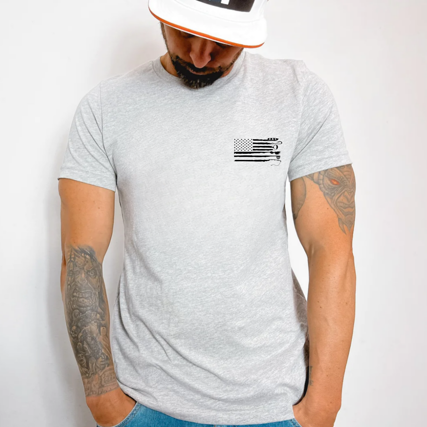 (shirt not included) FISHERMAN Flag Pocket - Matte Clear Film Transfer