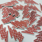 3” Checkered Lightning - Red & white  - Embroidered Hat Patch