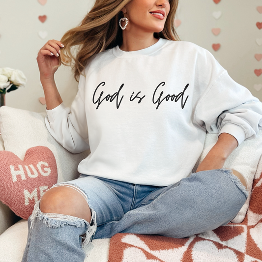 "God Is Good" Graphic Sweatshirt (Black/White)