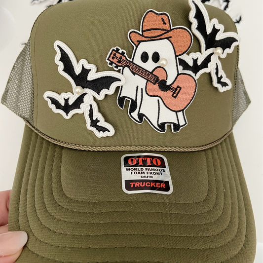 3" Western Ghost w Guitar -  Embroidered Hat Patch