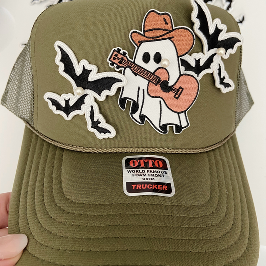 3" Western Ghost w Guitar - Embroidered Hat Patch