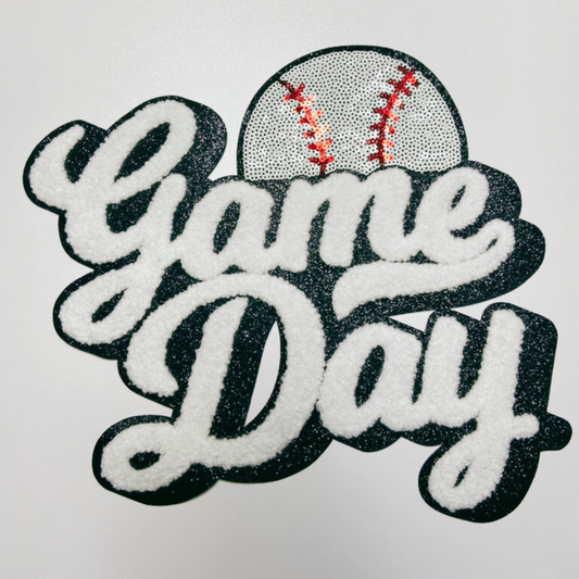 11” GAME DAY Baseball - chenille + Sequin Patch