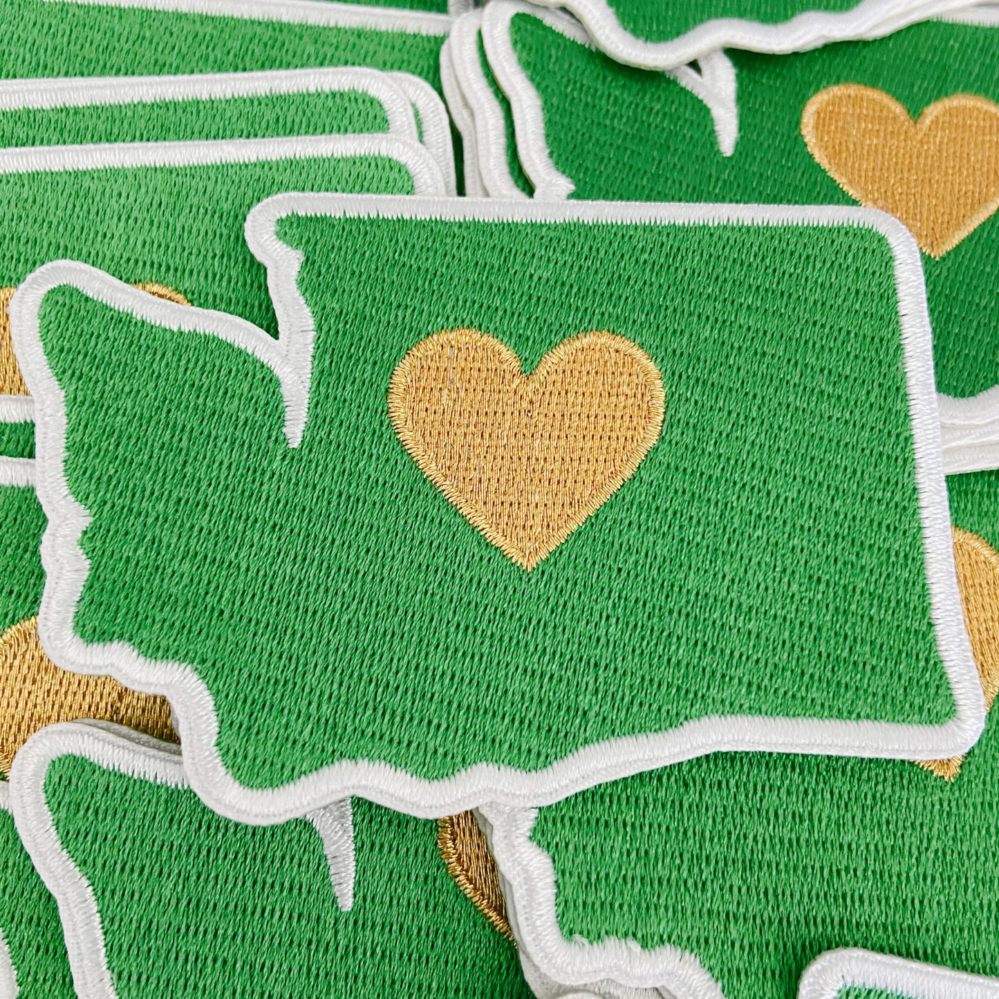 3" Washington state w Metallic Gold Heart -  Embroidered Hat Patch