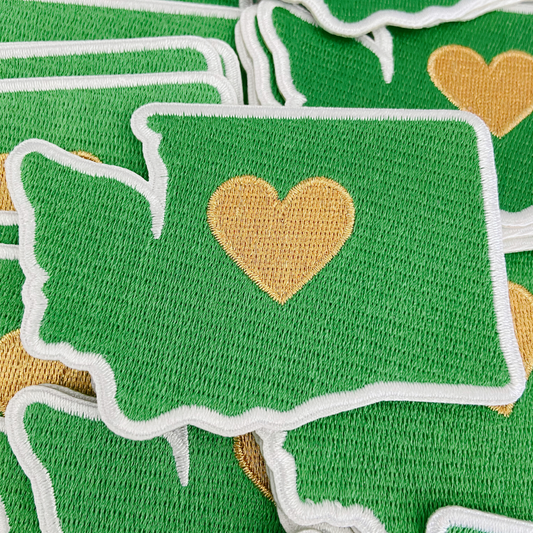 3" Washington state w Metallic Gold Heart - Embroidered Hat Patch