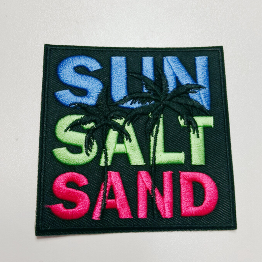 3" SUN, SALT, SAND - Embroidered Hat Patch
