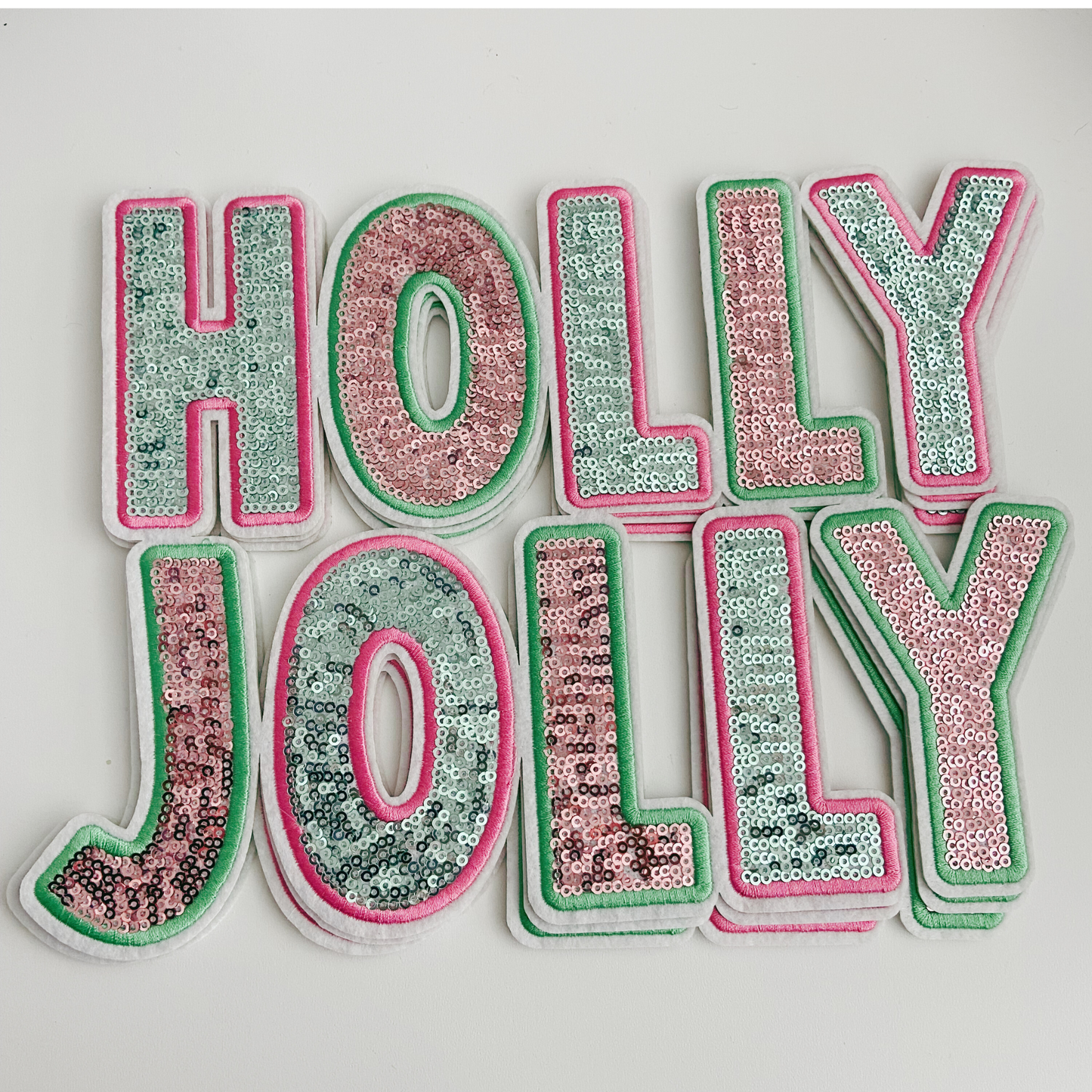 10.5"  HOLLY JOLLY - SEQUIN Patch