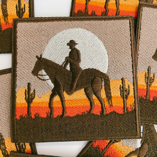 3" Cowboy Sunset - Embroidered Hat Patch