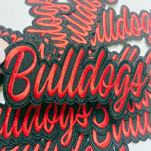 4" Bulldogs Red and Black  -  Embroidered Hat Patch