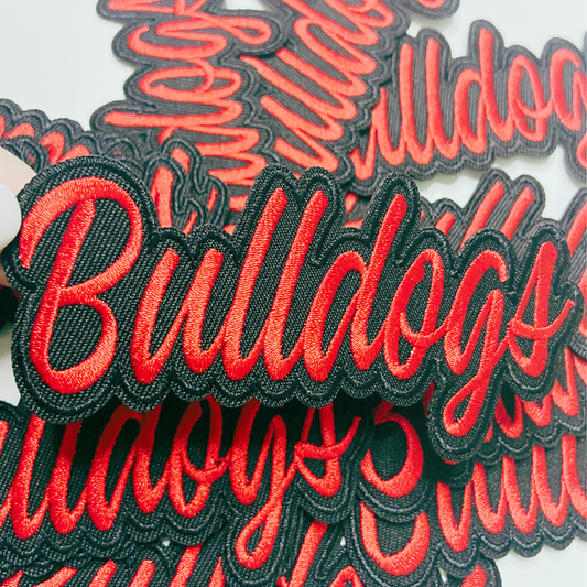 4" Bulldogs Red and Black - Embroidered Hat Patch