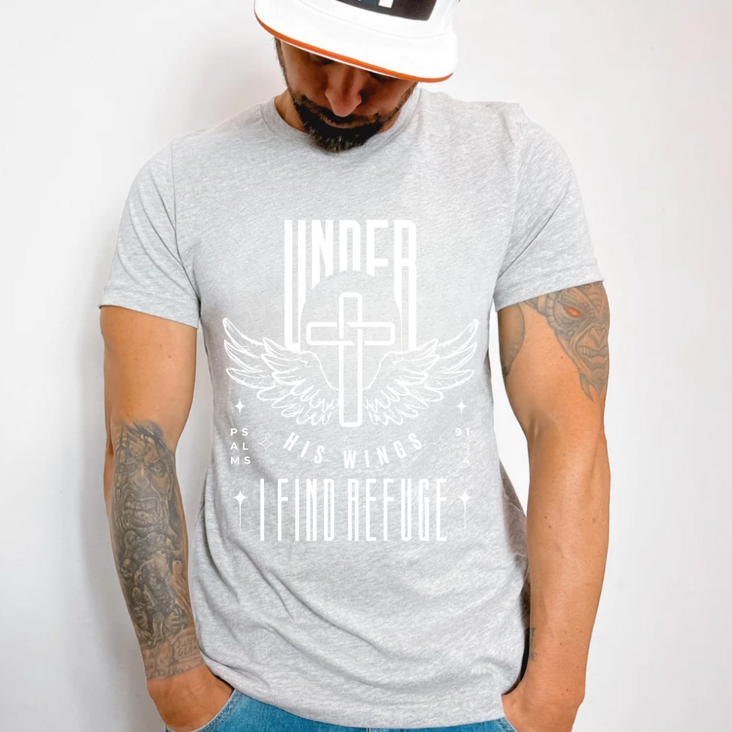 (shirt not Included) Under his Wings I find Refuge 11"x 14" - Screen print Transfer