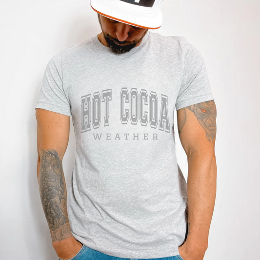 (shirt not included)  Hot Cocoa Weather - Metallic Silver - Screen print Transfer