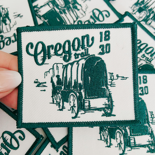 3" Oregon Trail in GREEN - Embroidered Hat Patch