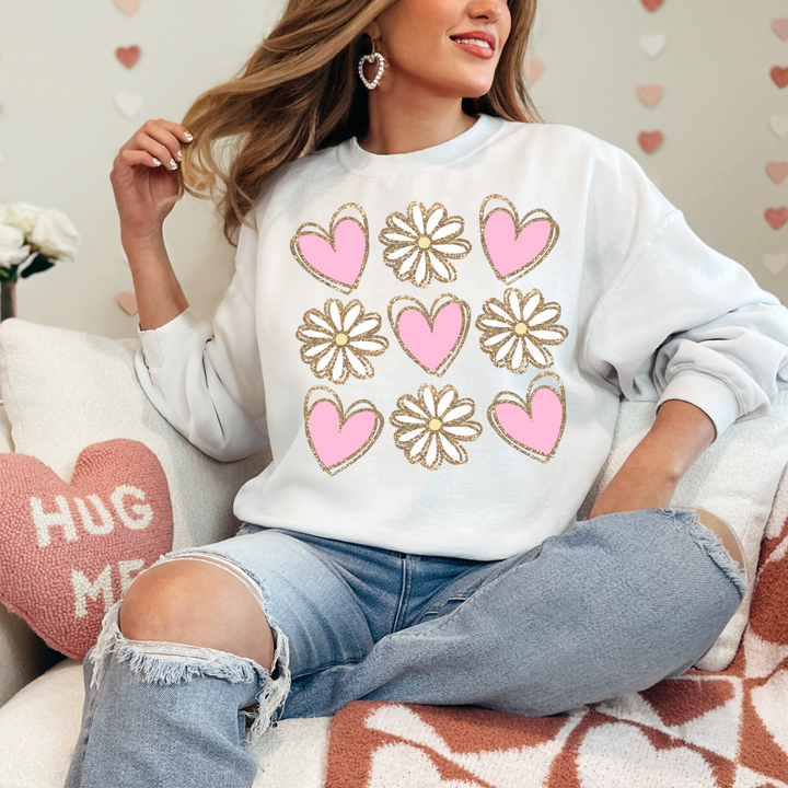 Hearts &amp; Flowers Graphic Sweatshirt