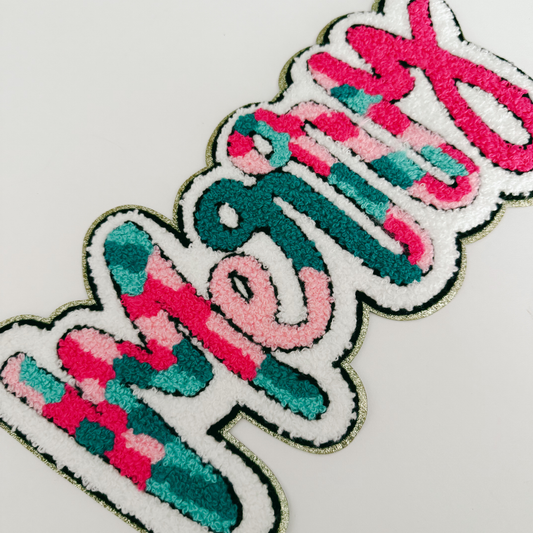 11" inch MERRY  multicolored - Chenille Patch