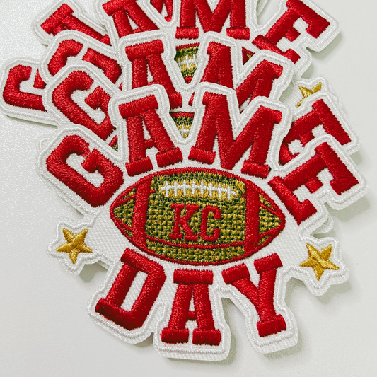 3"  GAME DAY KC football  -  Embroidered Hat Patch