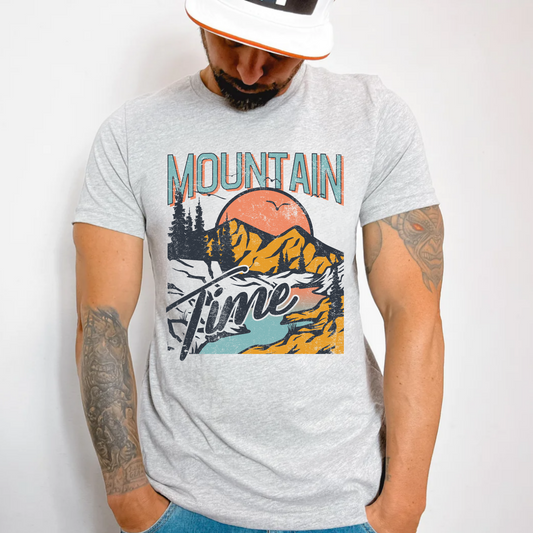 (shirt not included) Mountain Time - Matte Clear Film Transfer