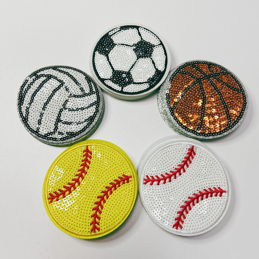 3" inch sequin Sports (Basketball, Soccer, Baseball, Volleyball, Softball) -  Sequin Hat Patch