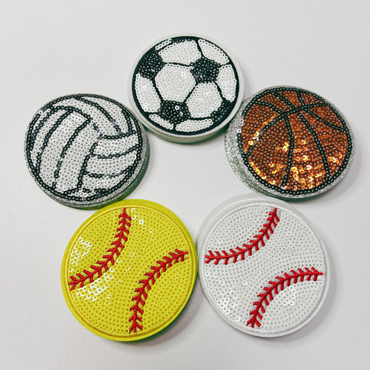 3" inch sequin Sports Balls (Basketball, Soccer, Baseball, Volleyball, Softball) - Sequin Hat Patch