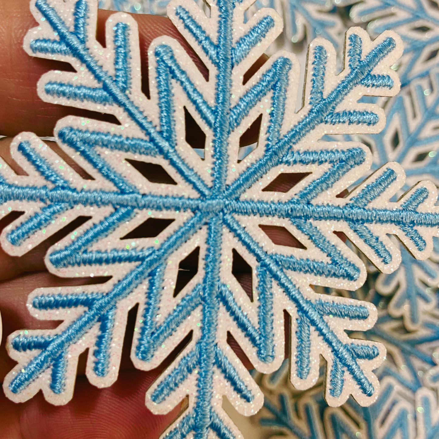 3" Glitter Snowflake -  Embroidered Hat Patch