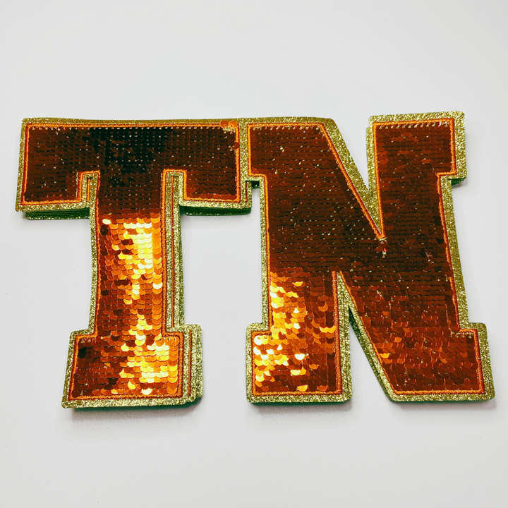 10" TN - TENNESSEE  Orange Sequin - Sequin Patch