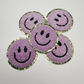 2in Smiley Face chenille hat patch - in Purple
