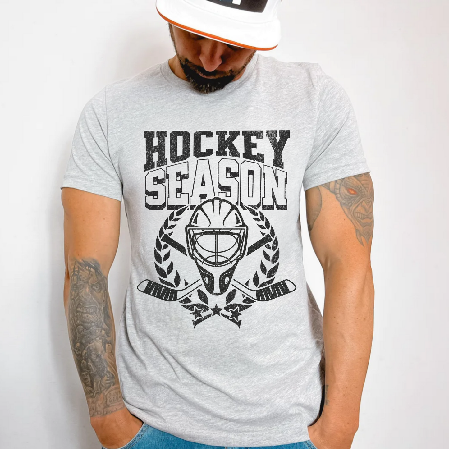 (shirt not included) Hockey Season in Black 12" x 13" -  Screen print Transfer