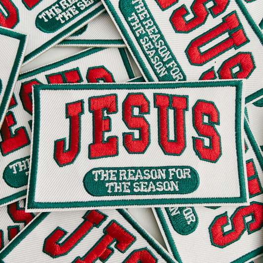 3.5" JESUS The Reason for the Season -  Embroidered Hat Patch