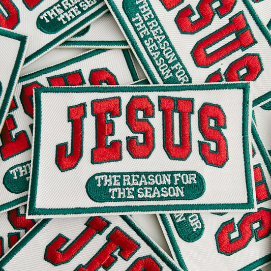3.5" JESUS The Reason for the Season - Embroidered Hat Patch