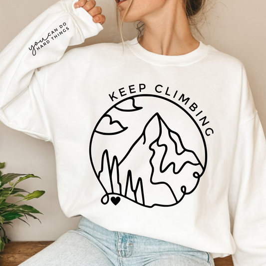 (shirt not included) Keep Climbing w/ Pocket size you can do hard things - Screen print Transfer