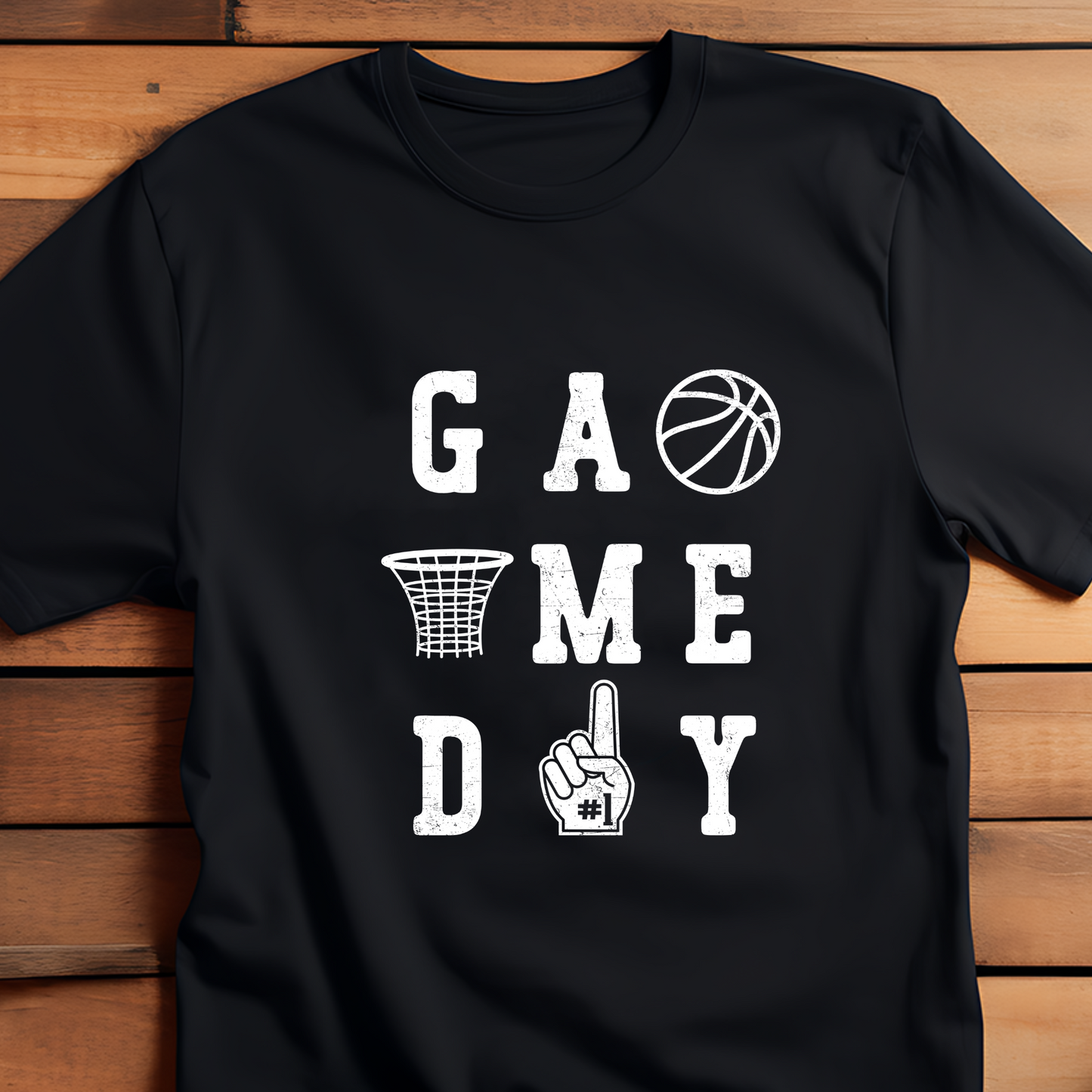 (shirt not included) Game Day Basketball in White 12"w x 14"H-  Screen print Transfer