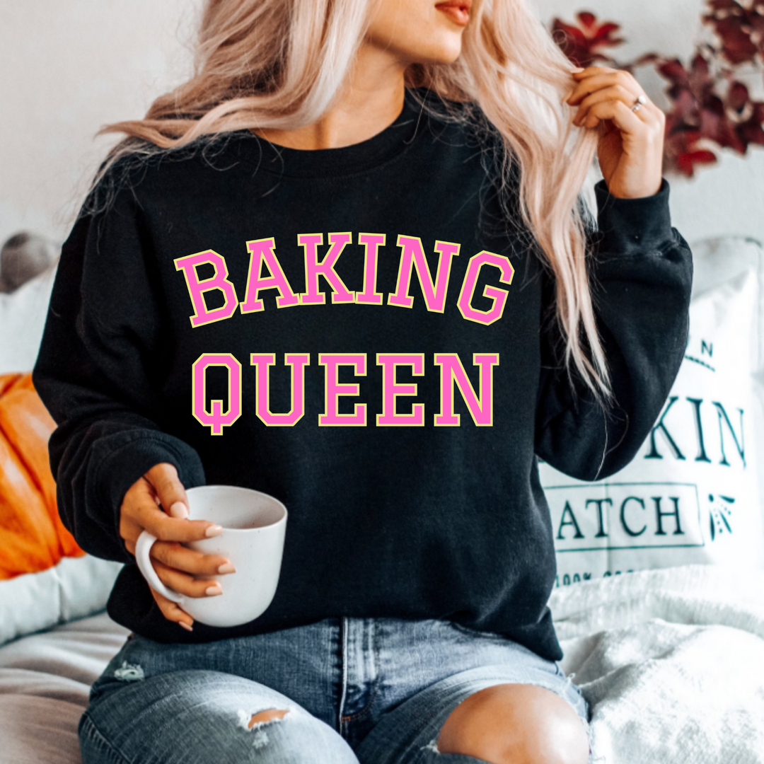 (Shirt not included) BAKING QUEEN -  Pink &amp; Yellow - Clear Film Transfer
