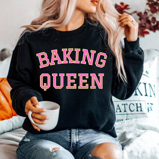 (Shirt not included) BAKING QUEEN -  Pink & Yellow - Clear Film Transfer