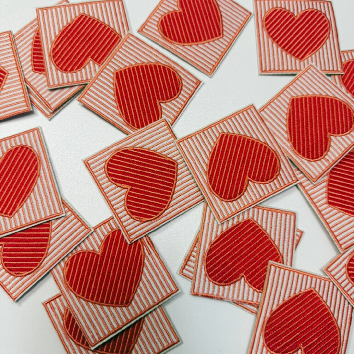 2.5" striped Heart -  Embroidered Hat Patch