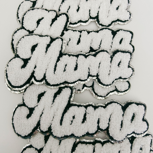 5" MAMA in patch in WHITE - Chenille Patch / HAT patch