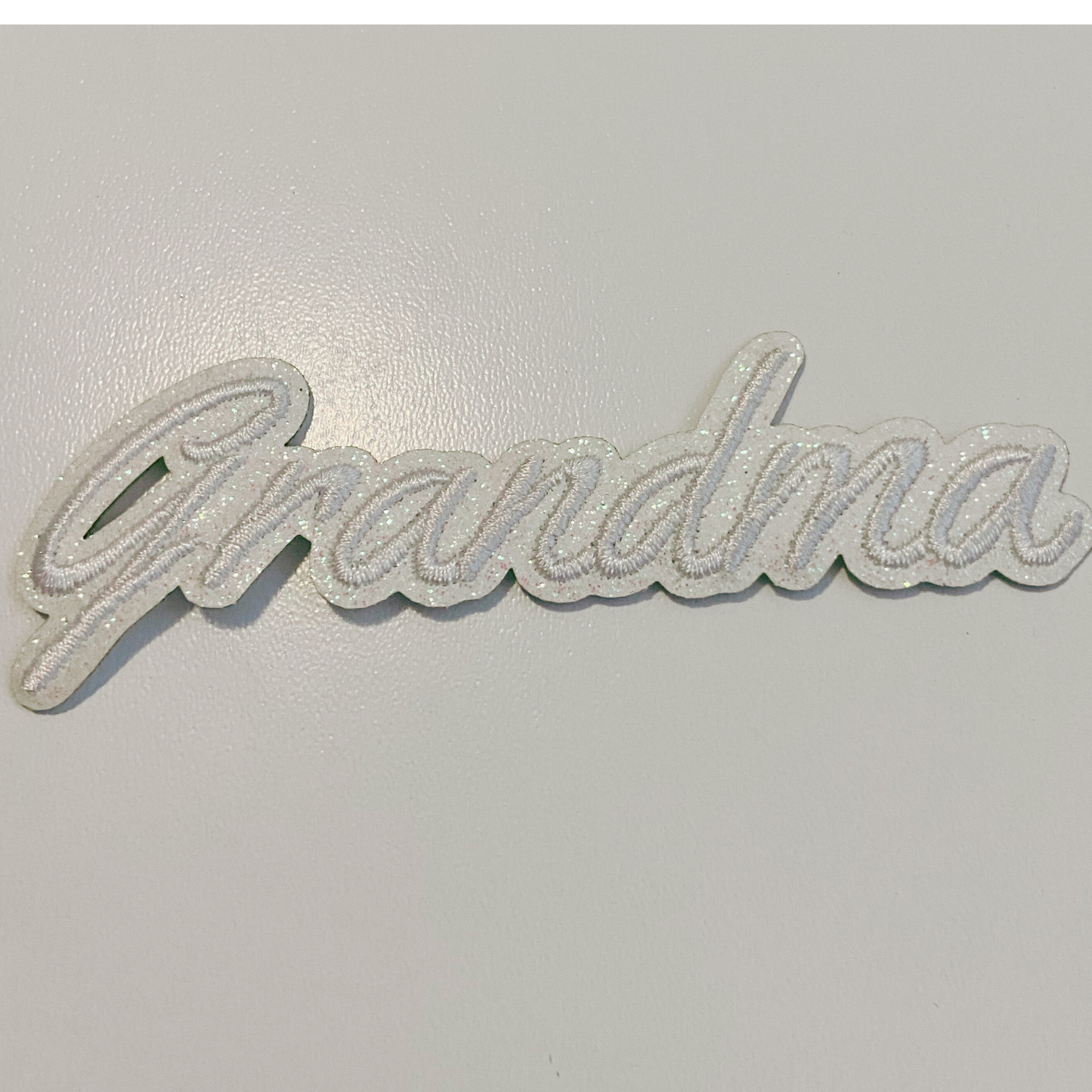 4" Grandma in white w Sparkle  -  Embroidered Hat Patch