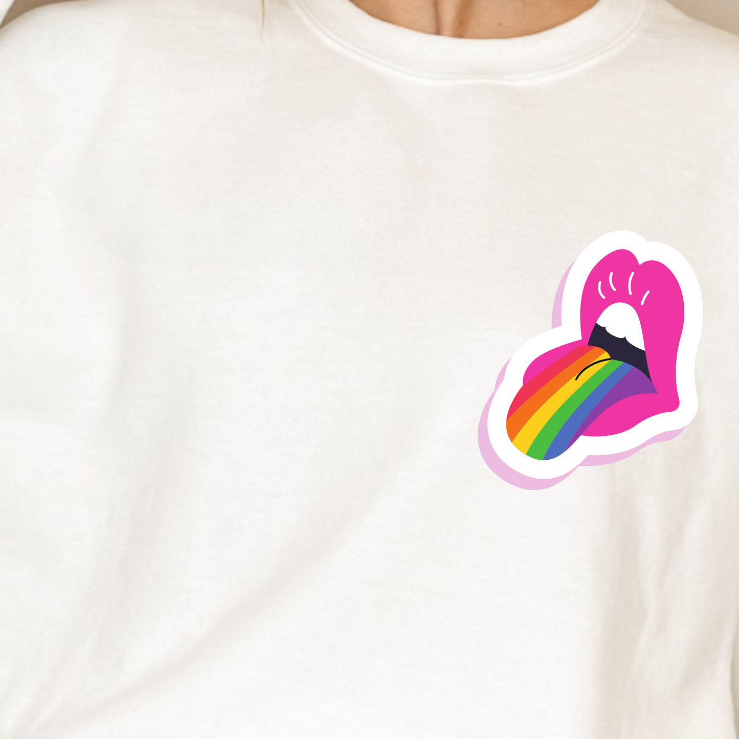 (Shirt not included) Rainbow Tongue out + Pocket - Clear Film Transfer