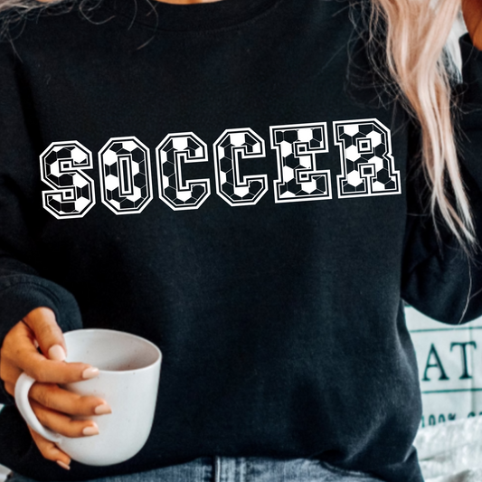 (shirt not included) SOCCER lettering in WHITE - Screen Print Transfer 
