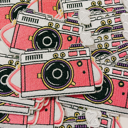 3.5" Pink Camera -  Embroidered Hat Patch