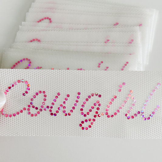 4" Cowgirl SPANGLE Transfer - COLD PEEL - Perfect for Hats