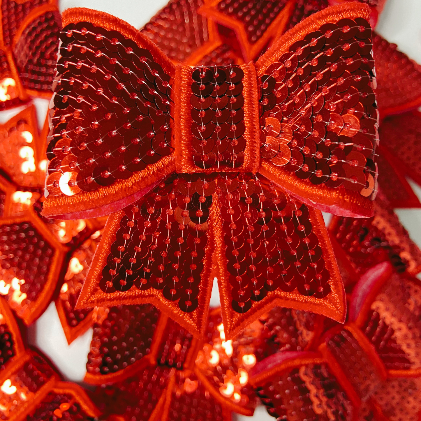 3" SEQUIN 3D Bow In RED - SEQUIN Hat Patch