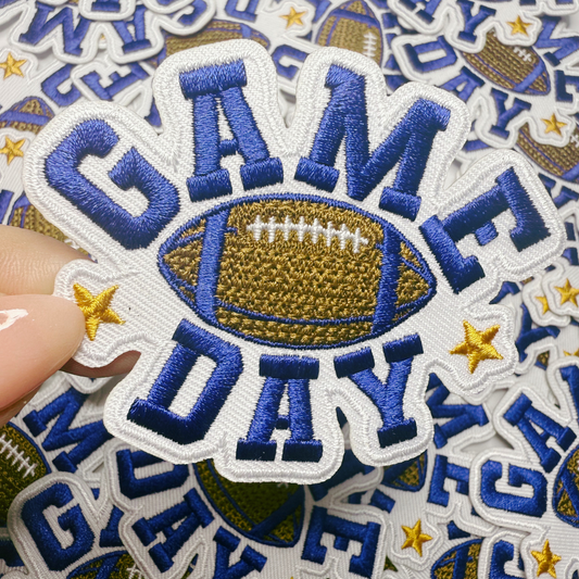 3" GAME DAY In BLUE - Embroidered Hat Patch