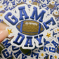 3"  GAME DAY In BLUE  -  Embroidered Hat Patch