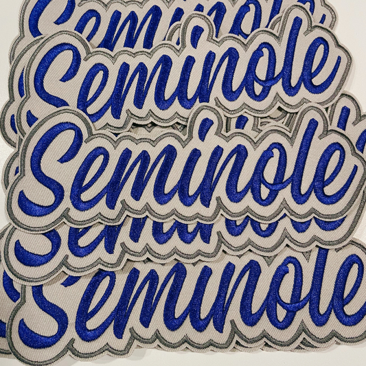 7"  Seminole Navy Blue & Gray -  Embroidered  Patch