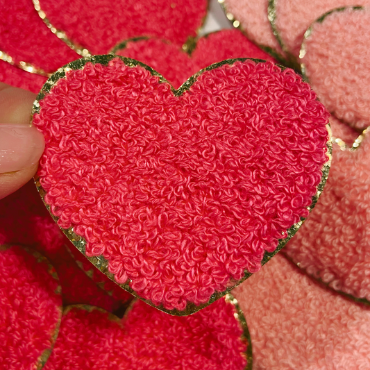 Chenille Heart 2.5" - Light Pink or Hot Pink HAT patch